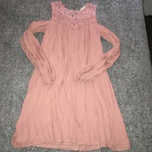 Dusty Rose Shoulder Cut-Out Dress
